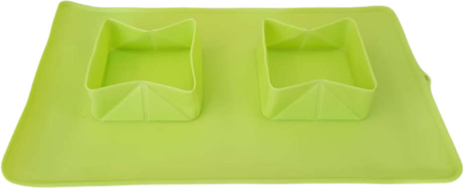 Comedouro e Bebedouro Silicone Quadrado Verde - Tam. Único