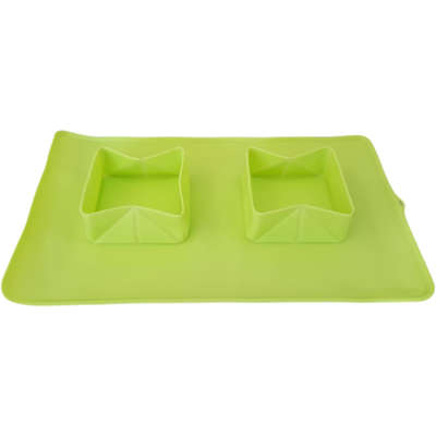 Comedouro e Bebedouro Silicone Quadrado Verde