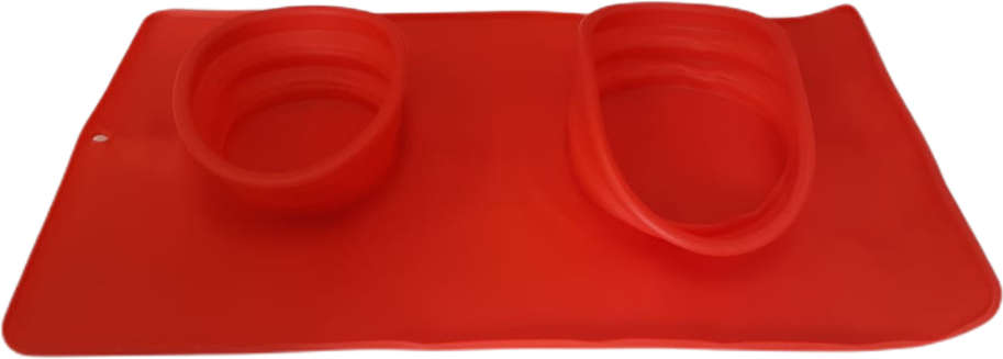 Comedouro e Bebedouro Silicone Redondo Vermelho - Tam. Único