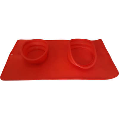 Comedouro e Bebedouro Silicone Redondo Vermelho