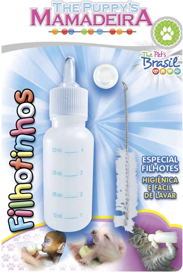 Mamadeira The Pets Brasil para Filhotes com Bico Extra e Escova - 50 ml