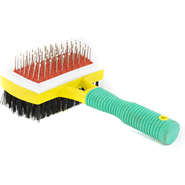 Rasqueadeira Dupla Face The Pets Brasil com Cabo de Plástico Amarelo e Verde - Tam. Único