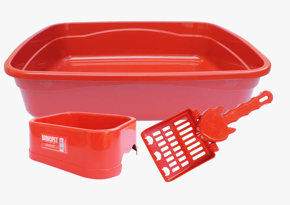 Kit Banheiro Brinqpet 3 Peças Vermelho para Gatos - Tam. Único