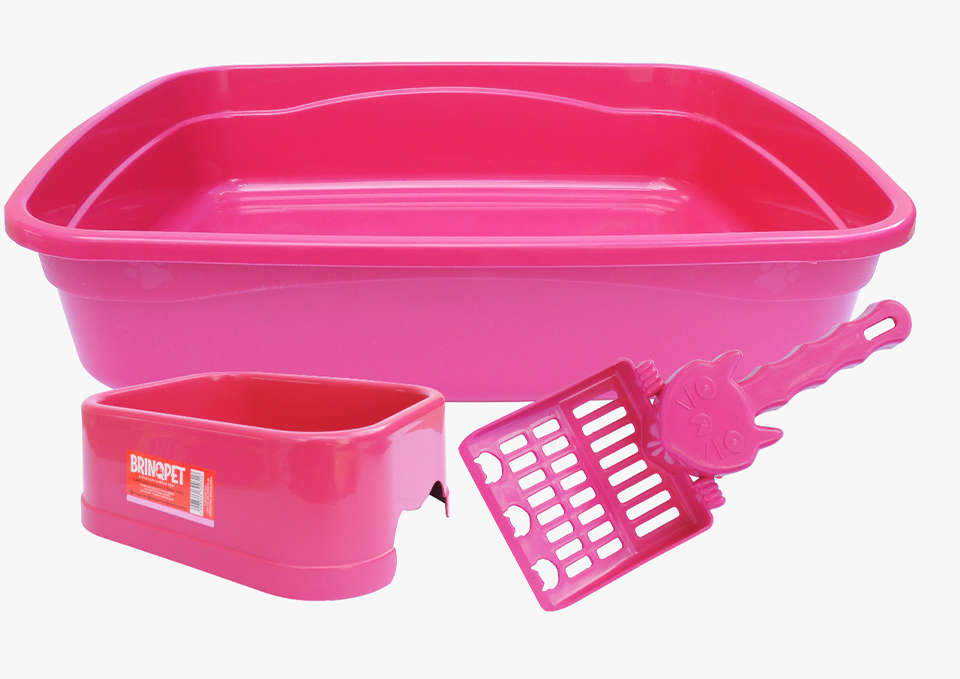 Kit Banheiro Brinqpet 3 Peças Rosa para Gatos - Tam. Único