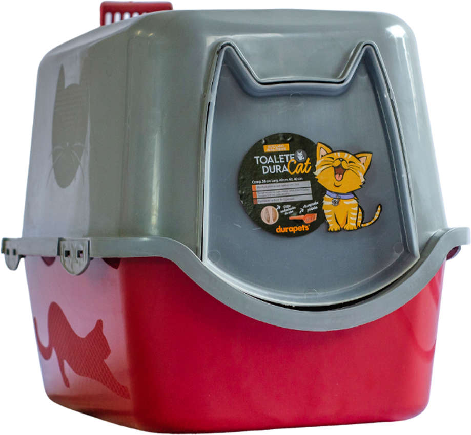 Banheiro Sanitário Durapets Toalete Vermelho para Gatos - Tam. Único