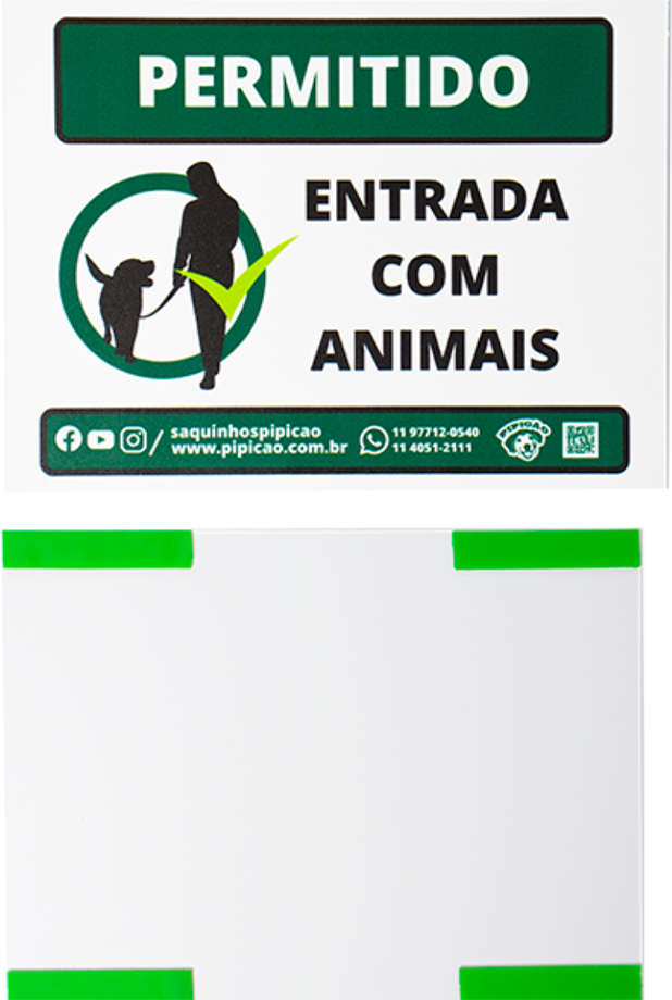 Placa Pipicão Permitido Entrada com Animais - 20x15 cm
