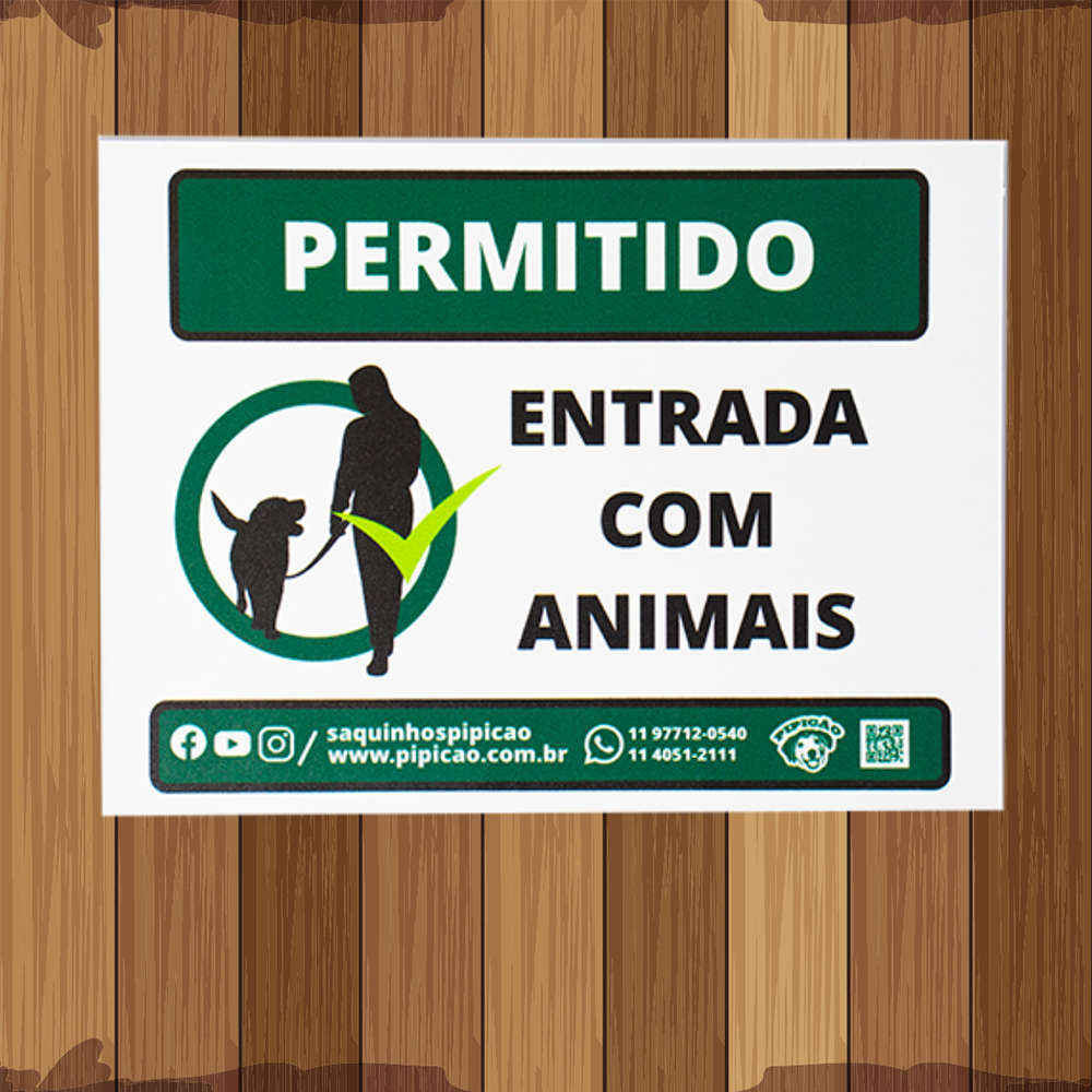 Placa Pipicão Permitido Entrada com Animais - 20x15 cm