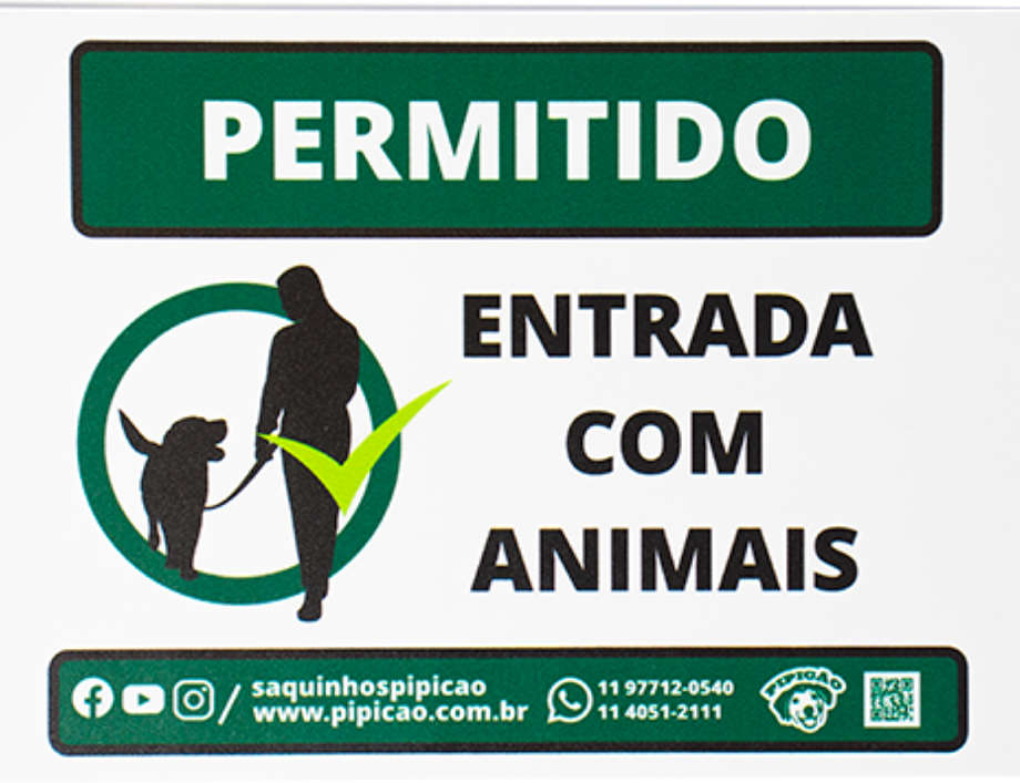 Placa Pipicão Permitido Entrada com Animais - 20x15 cm