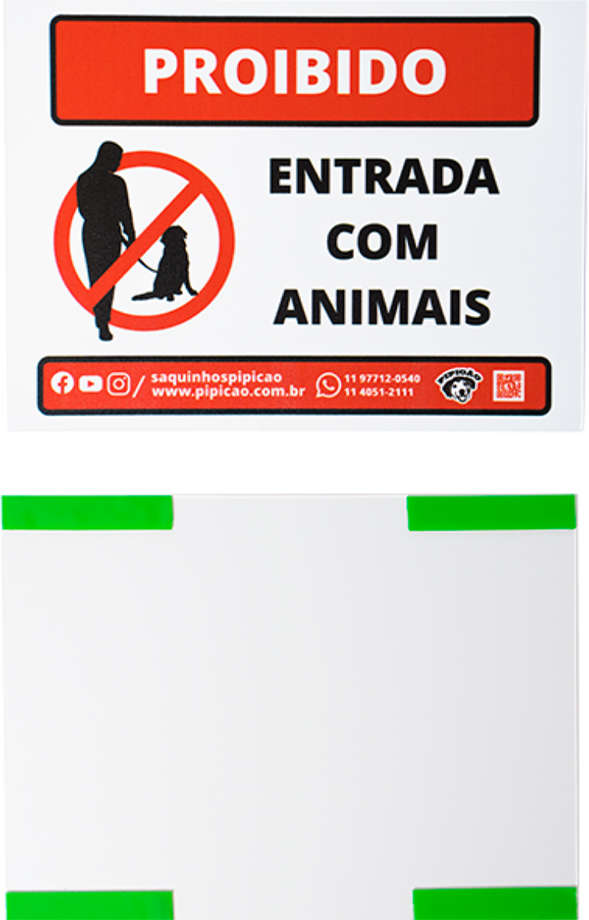 Placa Pipicão Proibido Entrada com Animais - 20x15 cm