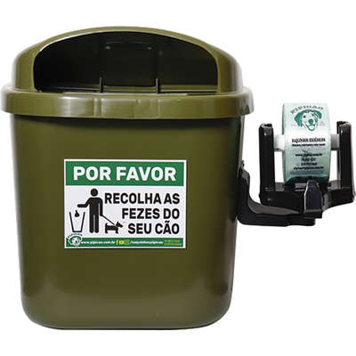 Lixeira Pipicão Suporte com Saquinhos Higiênicos Cata Caca Verde