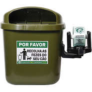 Lixeira Pipicão Suporte com Saquinhos Higiênicos Cata Caca Verde - 40 Litros