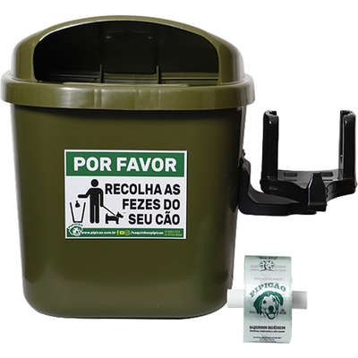 Lixeira Pipicão Suporte com Saquinhos Higiênicos Cata Caca Verde