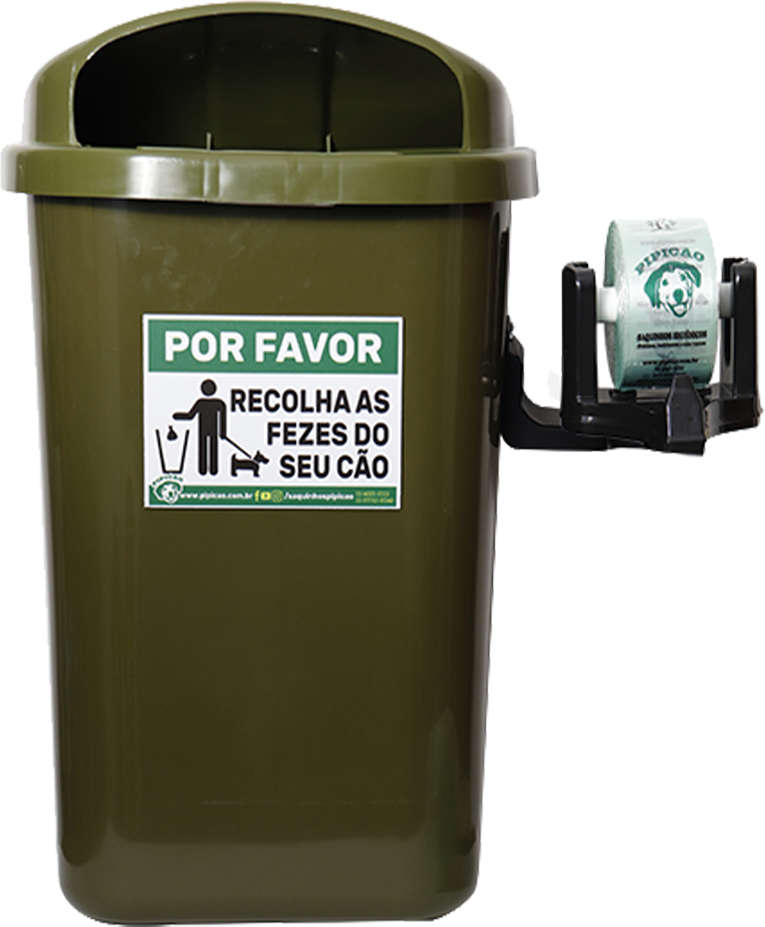 Lixeira Pipicão Suporte com Saquinhos Higiênicos Cata Caca Verde - 50 Litros