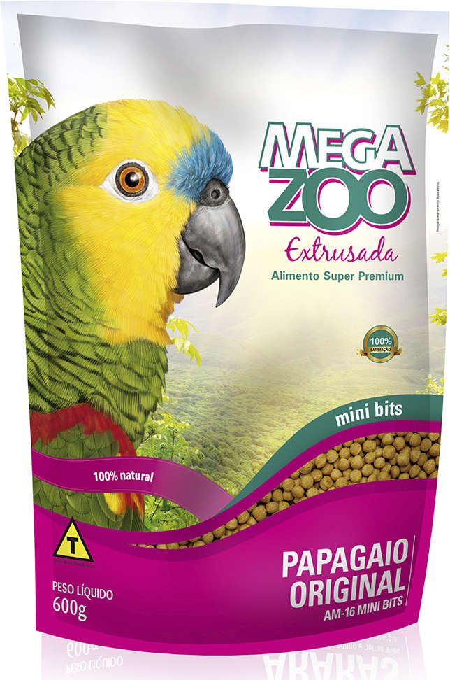 Ração Megazoo Extrusada Bits para Papagaio Mini - 600 g