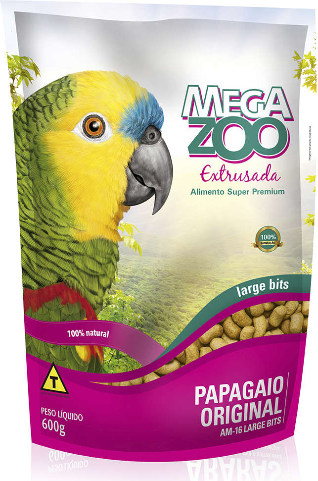 Ração Megazoo Extrusada Bits para Papagaio Grande - 600 g