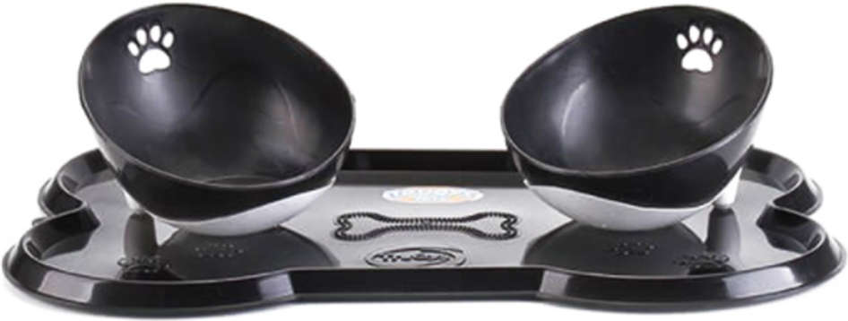 Kit Truqys Pets Jogo Americano Osso + 02 Comedouros Inclinados Preto - Tam. P