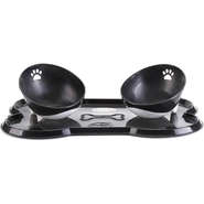 Kit Truqys Pets Jogo Americano Osso + 02 Comedouros Inclinados Preto - Tam. P