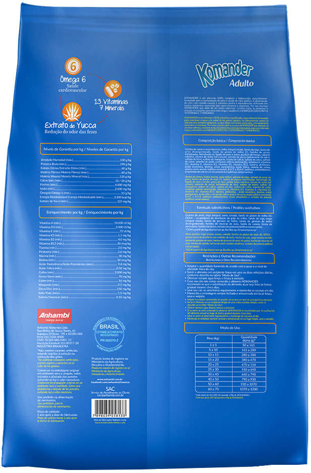 Ração Seca Komander Carne para Cães Adultos - 3Kg