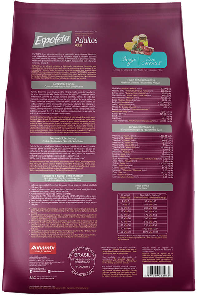 Ração Seca Espoleta Carne para Cães Adultos - 1Kg