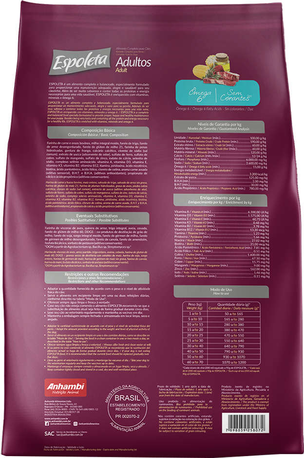 Ração Seca Espoleta Carne para Cães Adultos - 25Kg