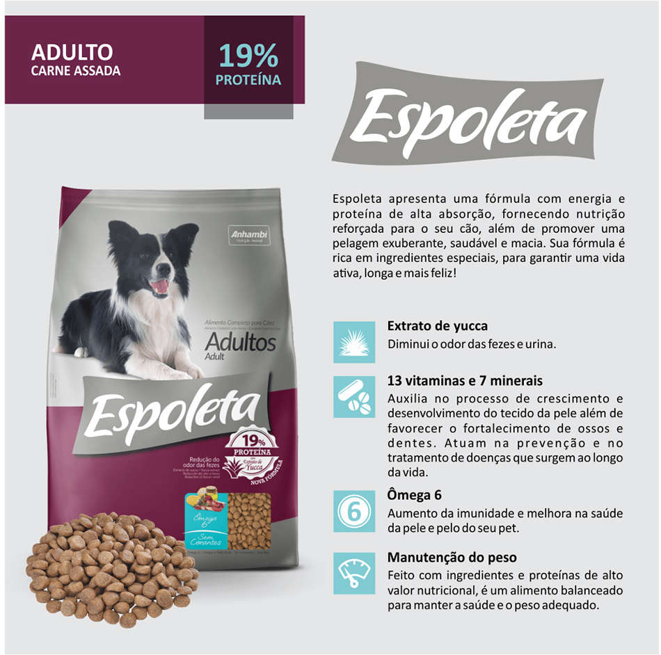 Ração Seca Espoleta Carne para Cães Adultos - 25Kg
