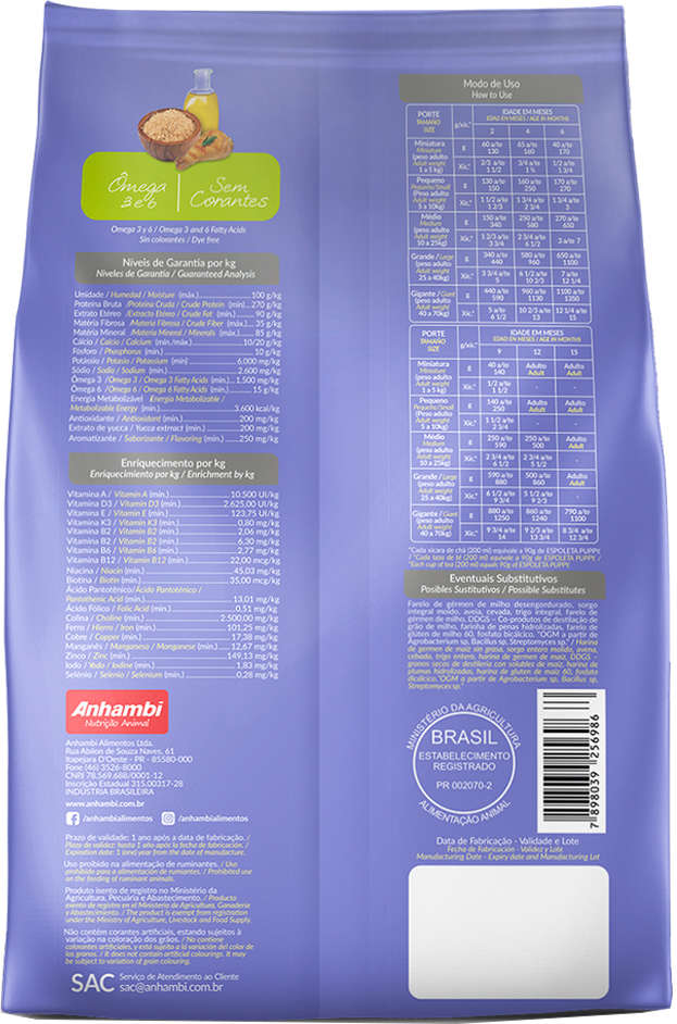 Ração Seca Espoleta Leite para Cães Filhotes - 1Kg