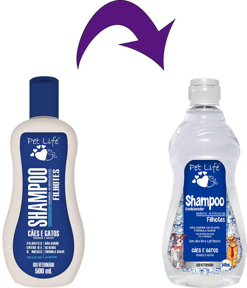 Shampoo Condicionador Pet Life Filhotes para Cães e Gatos - 540 mL