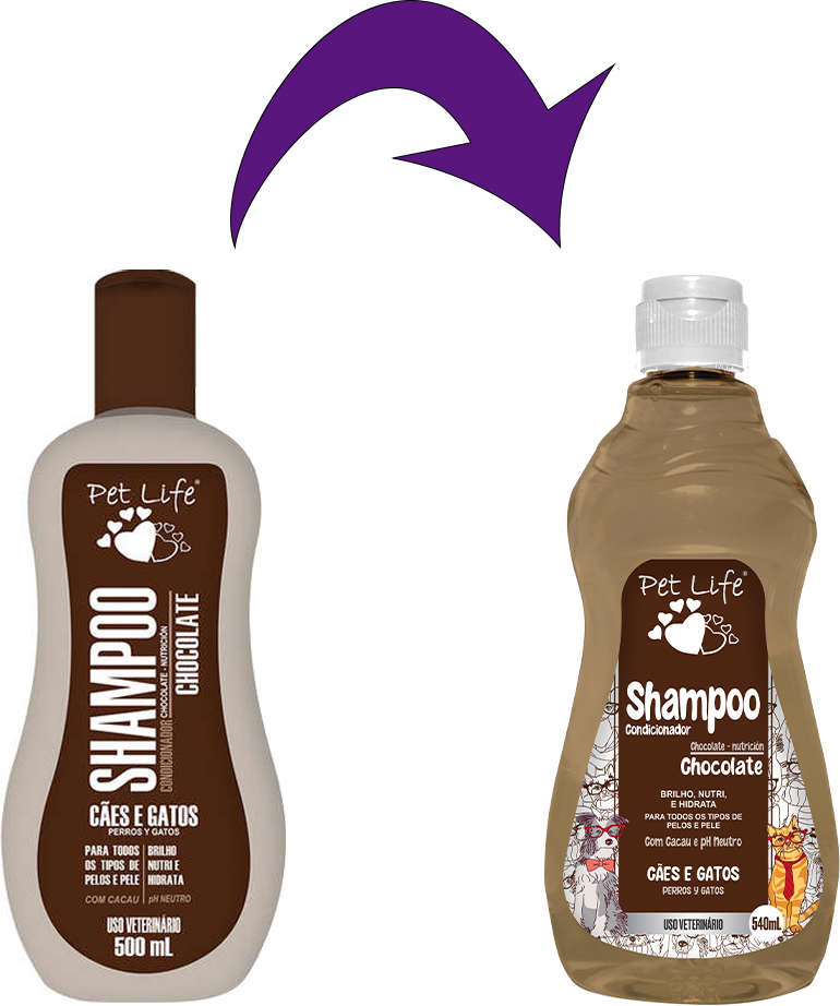 Shampoo Condicionador Pet Life Chocolate para Cães e Gatos - 540 mL