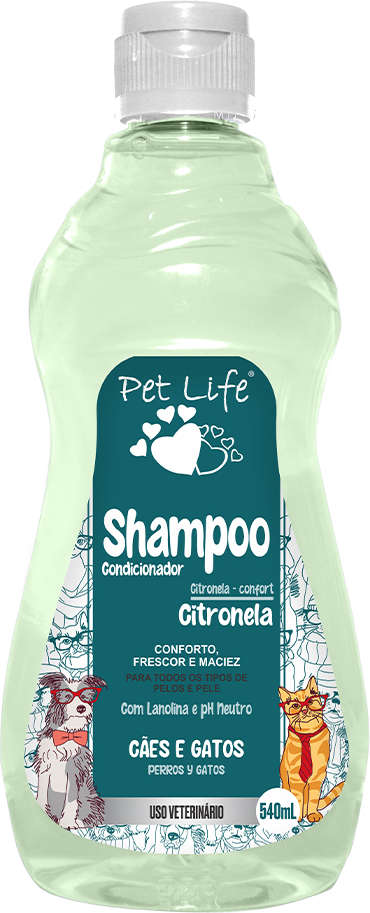 Shampoo Condicionador Pet Life Citronela para Cães e Gatos - 540 mL