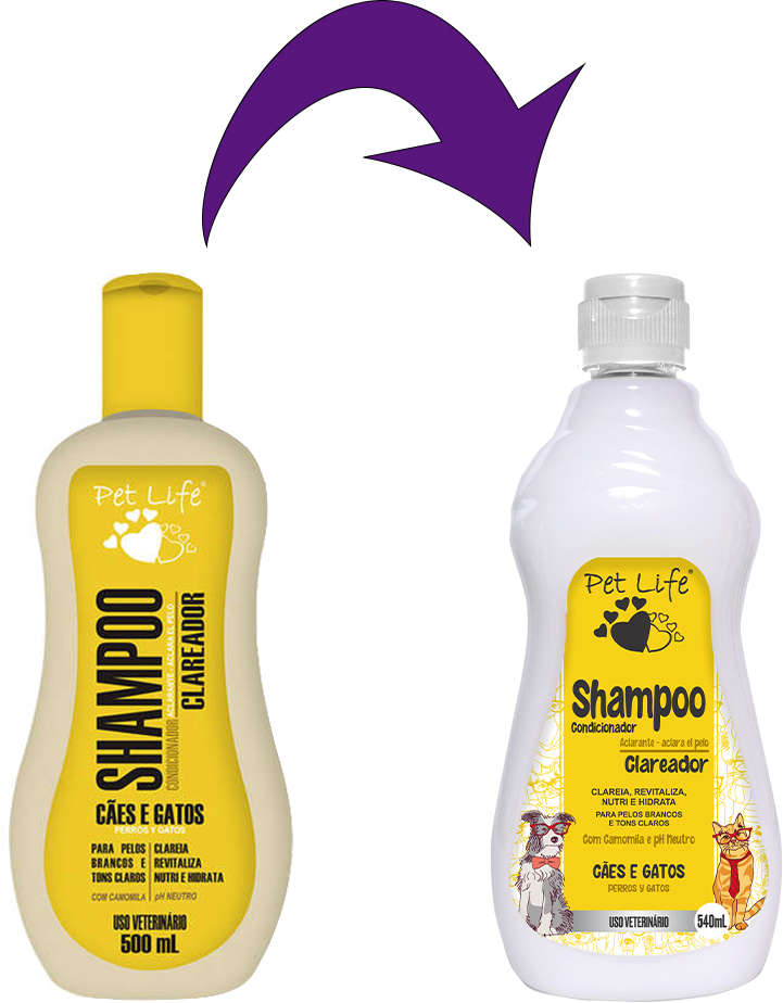 Shampoo Condicionador Pet Life Clareador para Cães e Gatos - 540 mL