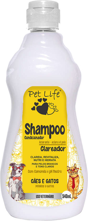 Shampoo Condicionador Pet Life Clareador para Cães e Gatos - 540 mL
