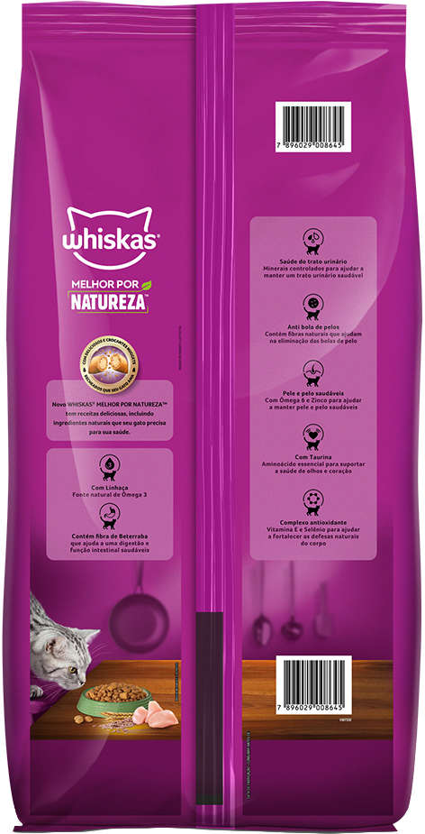 Ração Whiskas Melhor Por Natureza Frango Gatos Adultos - 2,7Kg