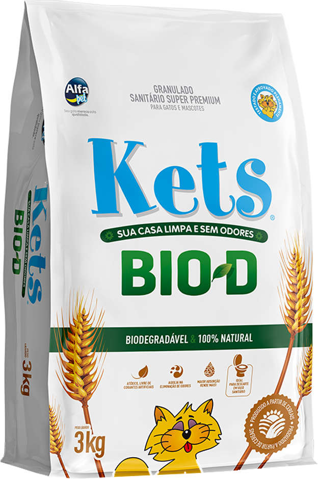 Granulado Sanitário Alfapet Kets Bio-D Super Premium para Gatos - 3Kg