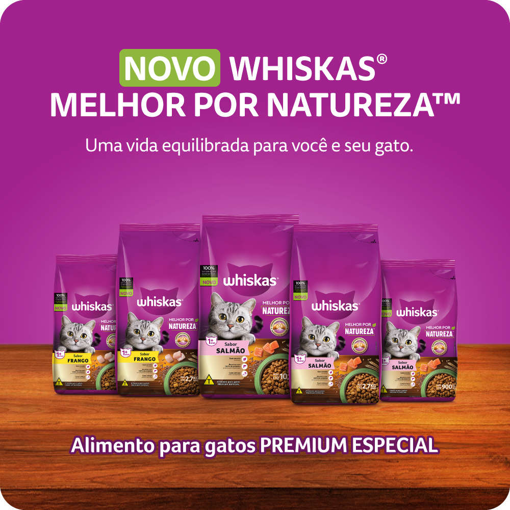 Ração Whiskas Melhor Por Natureza Salmão Gatos Adultos - 10,1Kg