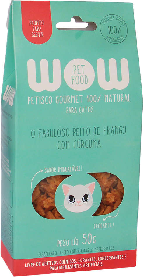 Petisco WOW Pet Food Super Premium para Gatos Sabor Cúrcuma e Frango - 50g