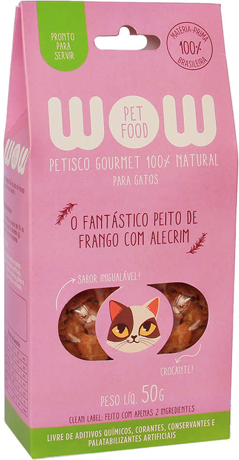 Petisco WOW Pet Food Super Premium para Gatos Sabor Alecrim e Frango - 50g