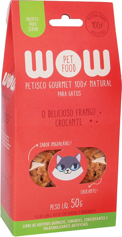 Petisco WOW Pet Food Super Premium para Gatos Sabor Frango - 50g