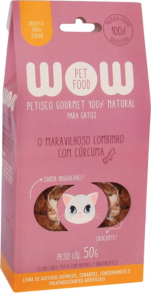 Petisco WOW Pet Food Super Premium para Gatos Sabor Lombinho com Cúrcuma - 50g
