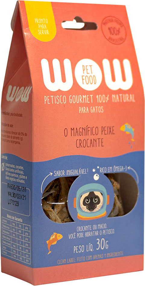 Petisco WOW Pet Food Super Premium para Gatos Sabor Peixe - 30g