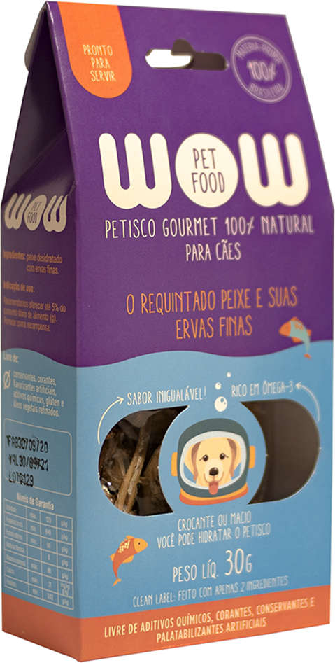 Petisco WOW Pet Food Natural para Cães Sabor Peixe e Ervas Finas - 30g