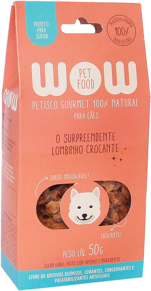 Petisco WOW Pet Food Natural para Cães Sabor Lombinho Crocante - 50g