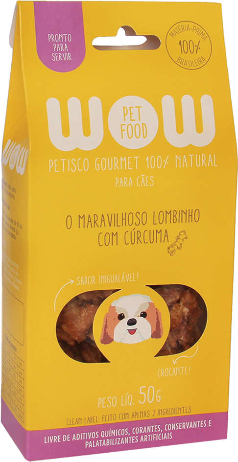 Petisco WOW Pet Food Natural para Cães Sabor Lombinho e Cúrcuma - 50g