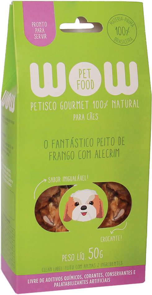 Petisco WOW Pet Food Natural para Cães Sabor Frango e Alecrim - 50g