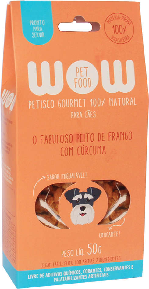 Petisco WOW Pet Food Natural para Cães Sabor Frango e Cúrcuma - 50g