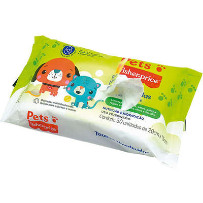 Toalhas Umedecidas Pets Fisher Price para Cães e Gatos”