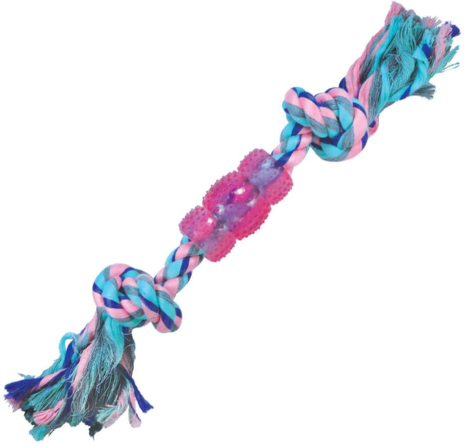 Brinquedo Mordedor Corda Rubber Bone Azul e Rosa para Cães - Tam. Único