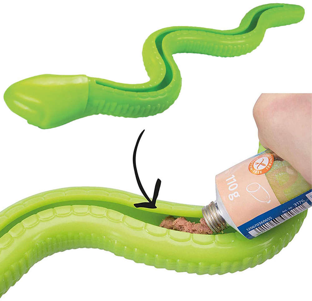 Brinquedo Cobra TPR com Dispenser para Ração Verde para Cães - Tam. Único