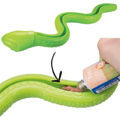 Brinquedo Cobra TPR com Dispenser para Ração Verde para Cães