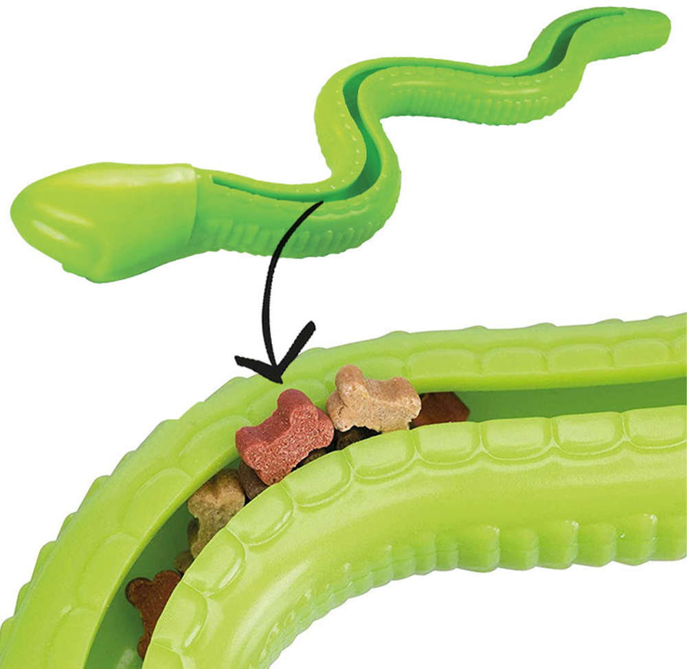 Brinquedo Cobra TPR com Dispenser para Ração Verde para Cães - Tam. Único