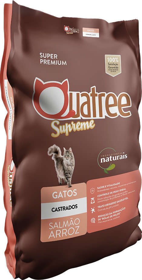 Ração Seca Quatree Supreme Salmão e Arroz Gatos Castrados - 18Kg